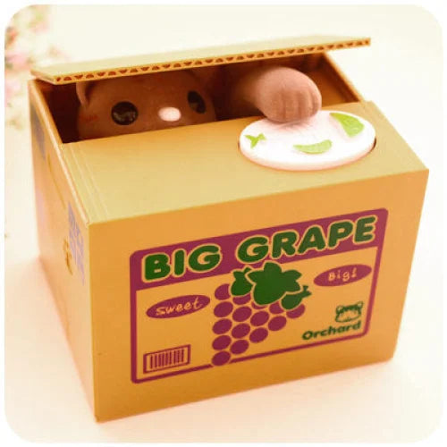 Adorable Cat Stealing Coin Piggy Bank - Automatic Money