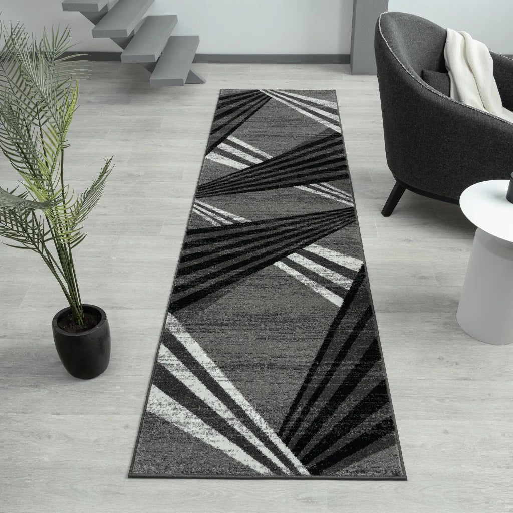 Adore Geometric Textural Rug - Grey - 160x230 - Home &
