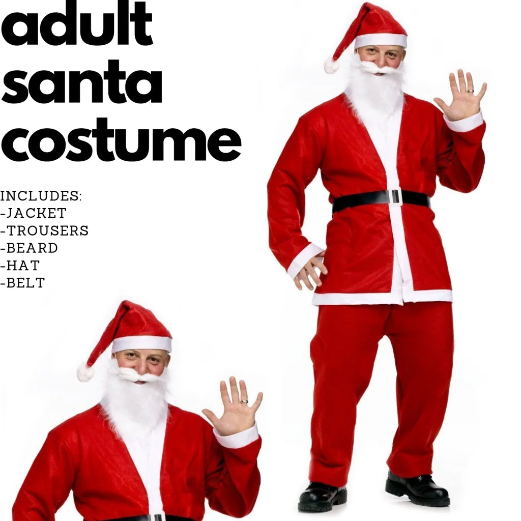 ADULT SANTA CLAUS COSTUME Suit Father Xmas Party Outfit