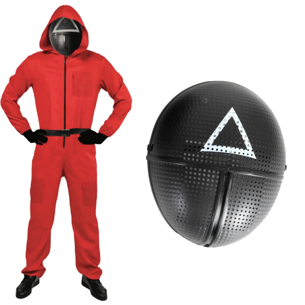 Adult Squid Game Guard Tracksuit Red Full Party Costume Set
