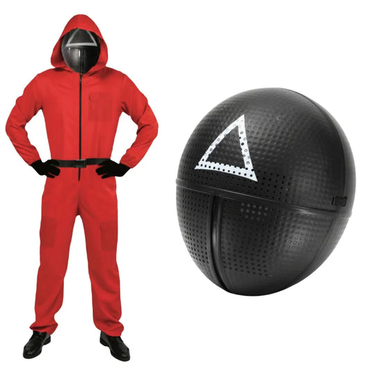 Adult Squid Game Guard Tracksuit Red Full Party Costume Set