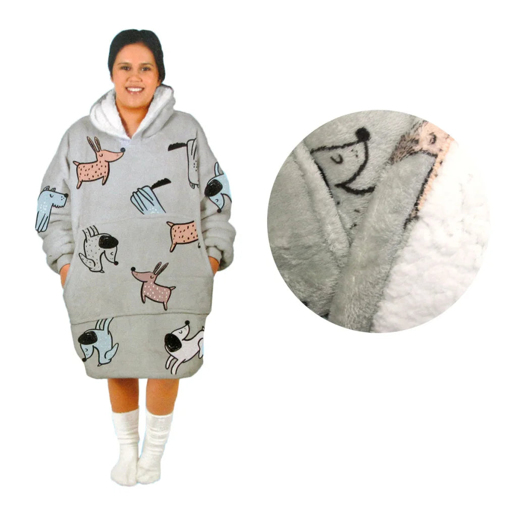 Adult Women Comfy Warm Blanket Hoodie with Sherpa Fleece