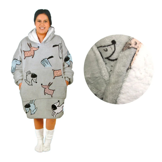 Adult Women Comfy Warm Blanket Hoodie with Sherpa Fleece