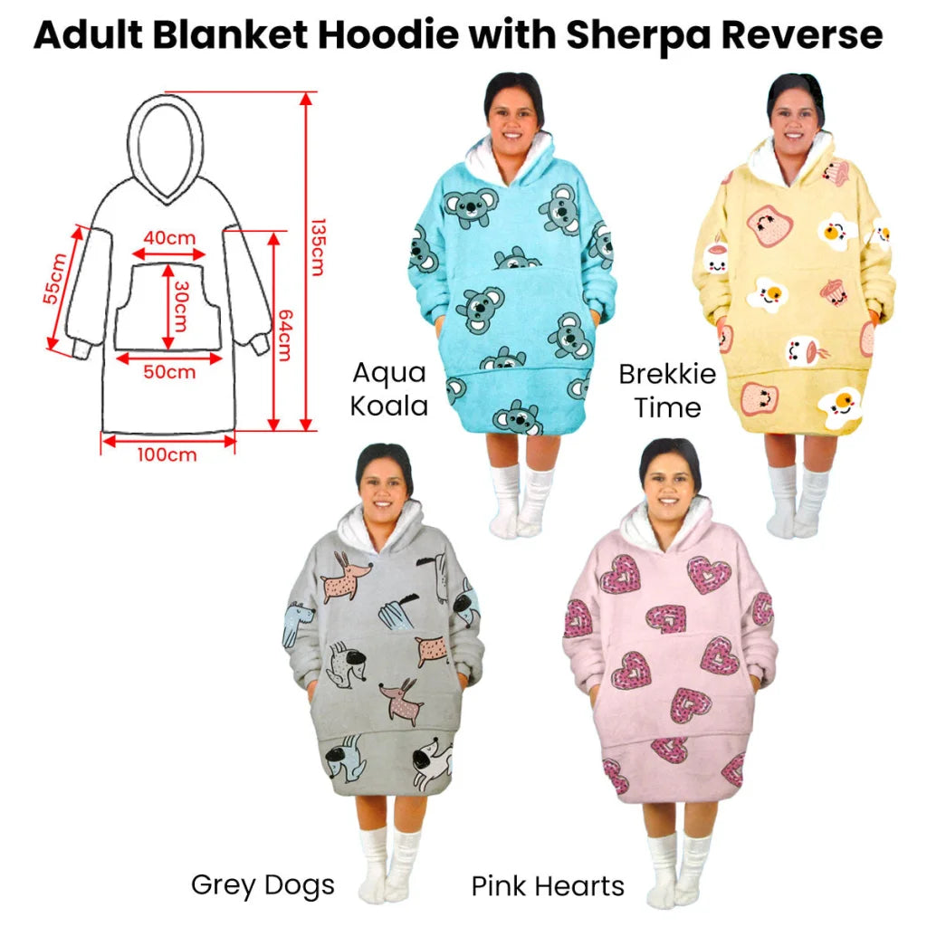 Adult Women Comfy Warm Blanket Hoodie with Sherpa Fleece