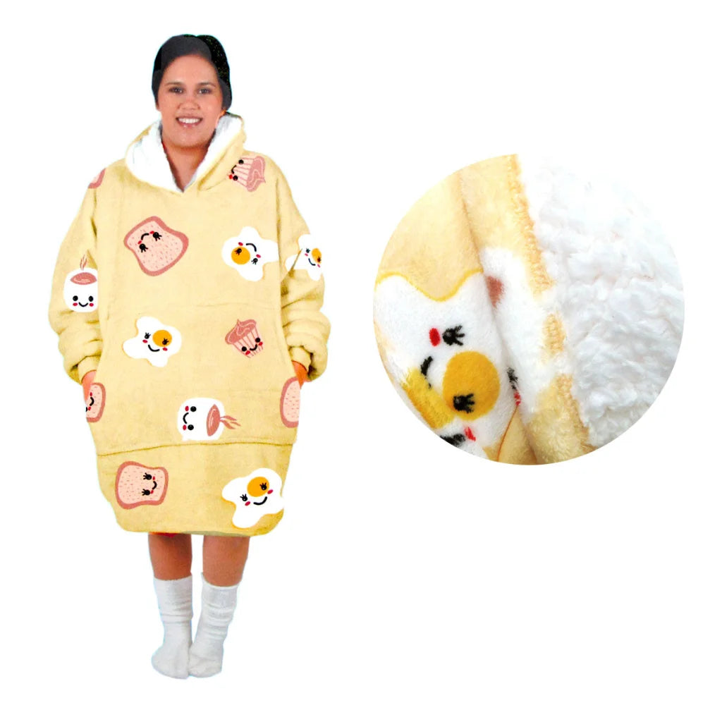 Adult Women Comfy Warm Blanket Hoodie with Sherpa Fleece