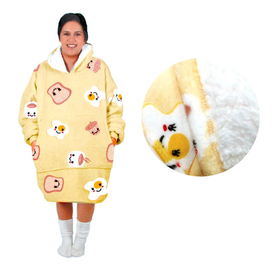 Adult Women Comfy Warm Blanket Hoodie with Sherpa Fleece