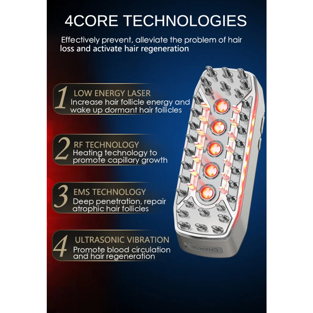Advanced 4-in-1 Hair Growth Comb with LLLT RF EMS &