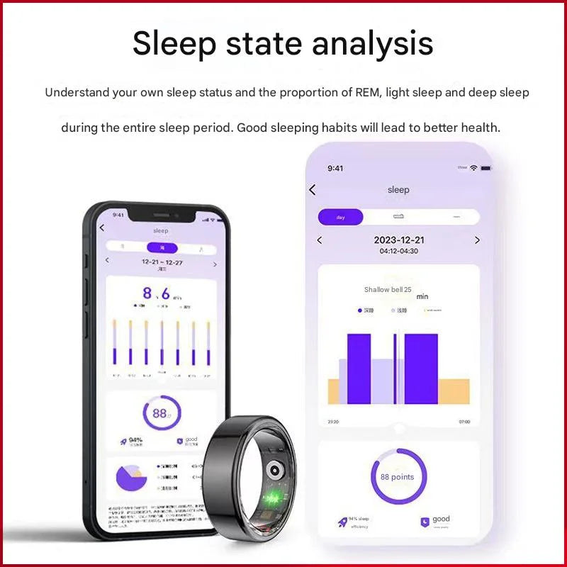 Advanced Smart Health Ring - 24/7 Heart Rate SpO2 Sleep &