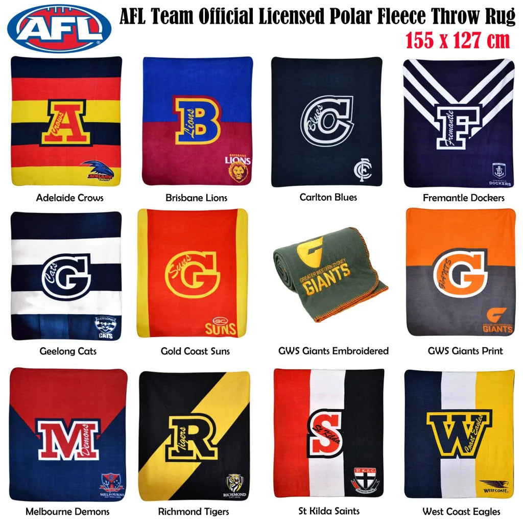 AFL Licensed Throw Polar Fleece Gold Coast Suns - Home &
