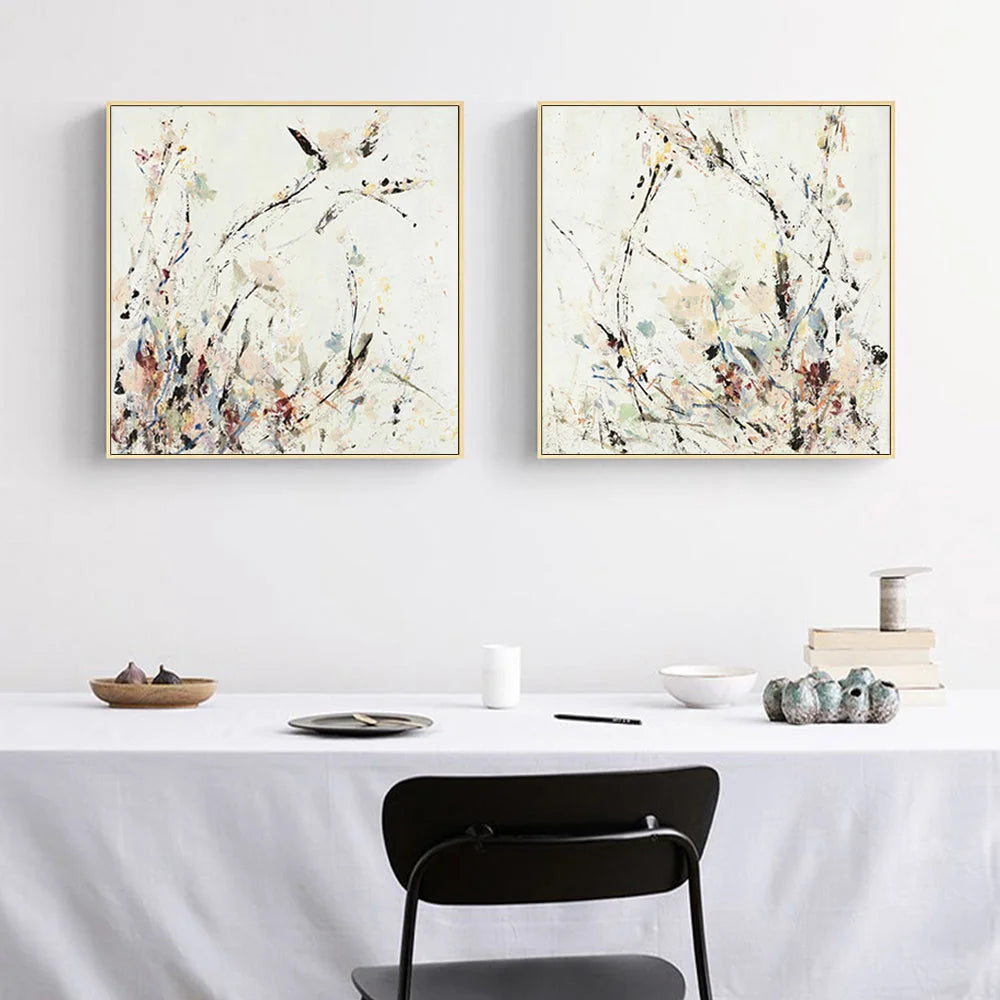 Afternoon Walk Wall Art Canvas 40cmx40cm 2 Sets Gold Frame