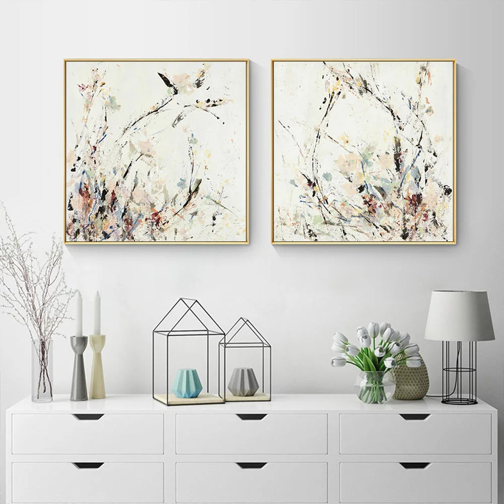 Afternoon Walk Wall Art Canvas 40cmx40cm 2 Sets Gold Frame
