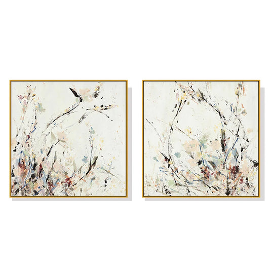 Afternoon Walk Wall Art Canvas 90cmx90cm 2 Sets Gold Frame