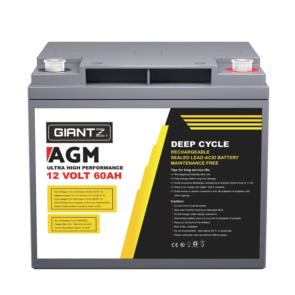 AGM Battery 12V 60Ah Deep Cycle Box Portable Solar Camping