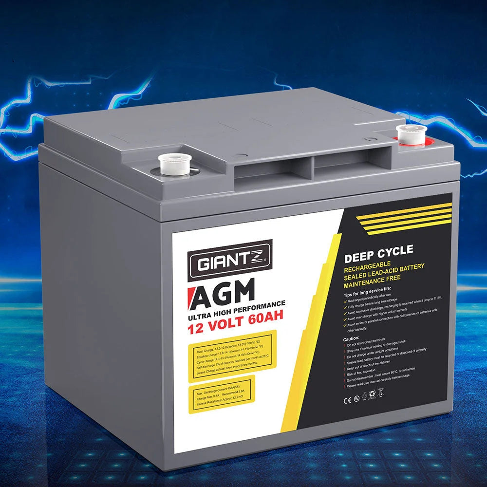 AGM Battery 12V 60Ah Deep Cycle Box Portable Solar Camping