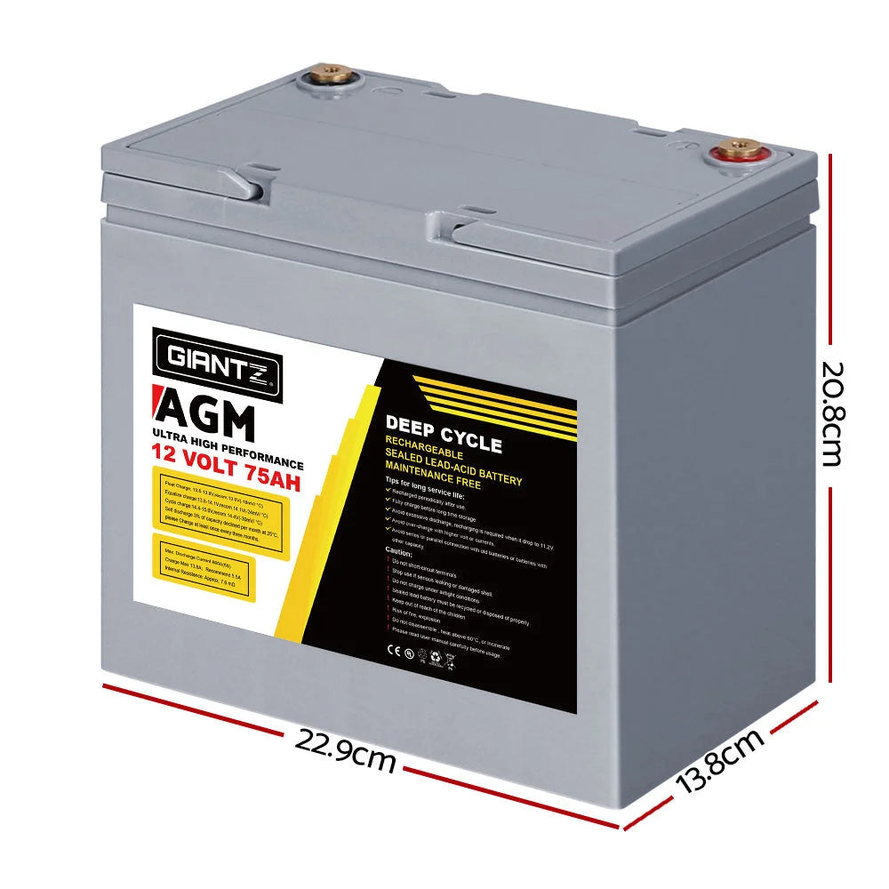 AGM Deep Cycle Battery 12V 75Ah Marine Sealed Power