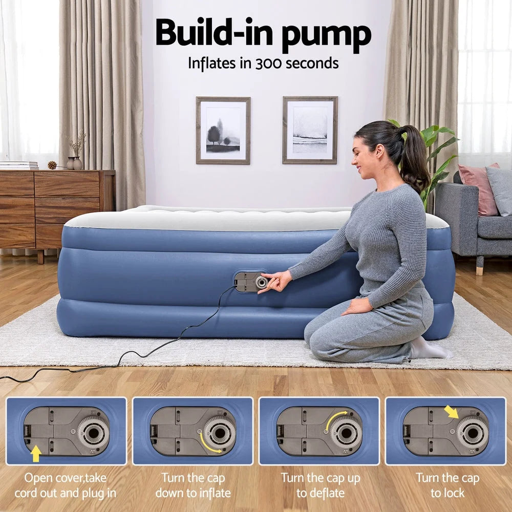 Air Bed Inflatable Mattress Sleeping Mat King with Battery