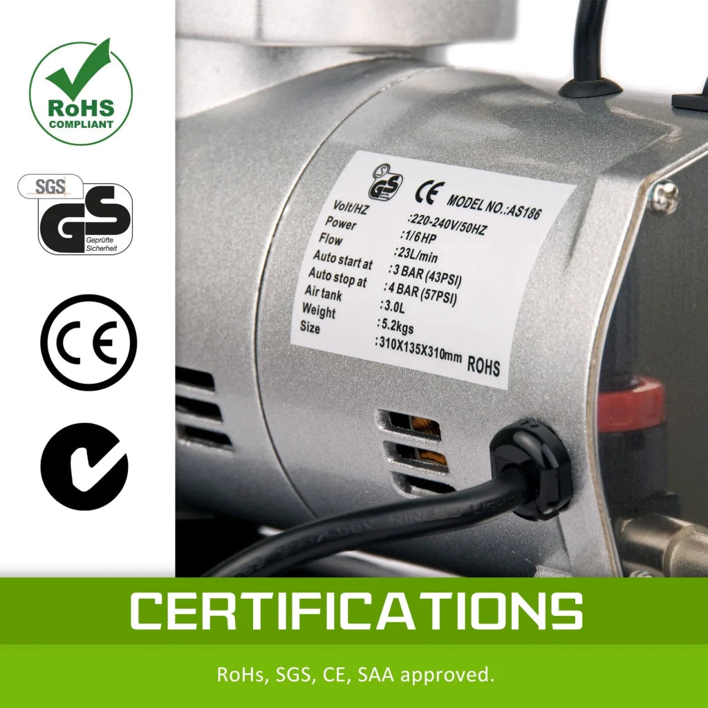 Air Brush Compressor for Spray 1/6HP 3L - Dynamic Power