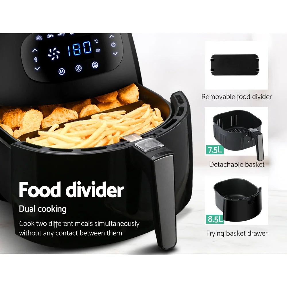 Air Fryer 8.5 L LCD Digital Oil‑Free with Accessories Rack