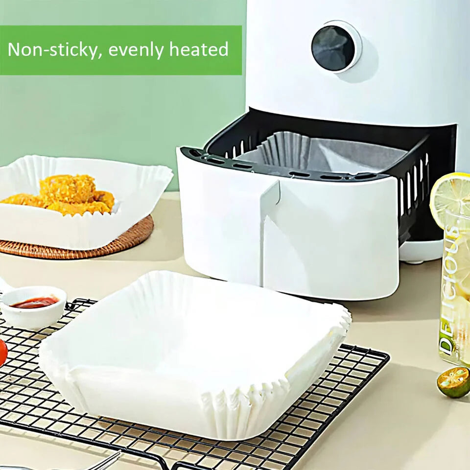 Air Fryer Disposable Paper Liner 50PCS Square White Box