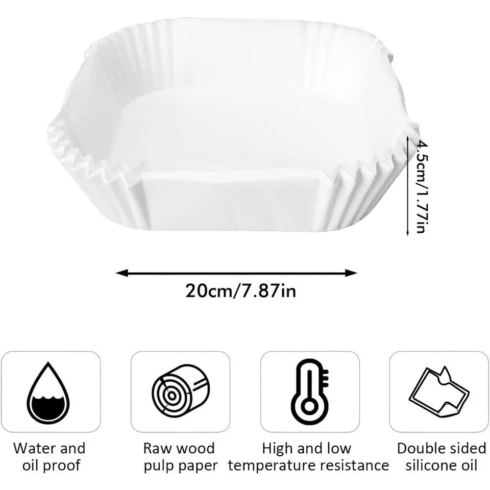 Air Fryer Disposable Paper Liner 50PCS Square White Box
