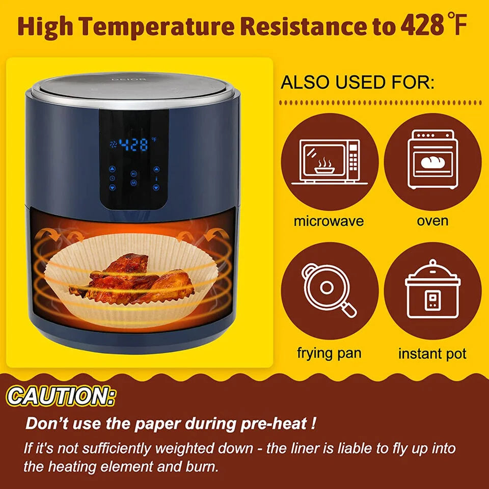 Air Fryer Disposable Paper Liner 50PCS Square White Box