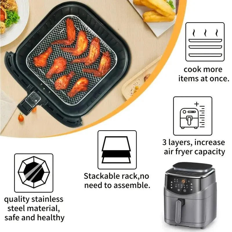 Air Fryer Grill Rack Multi Layer Removable Shelf Mesh Rack