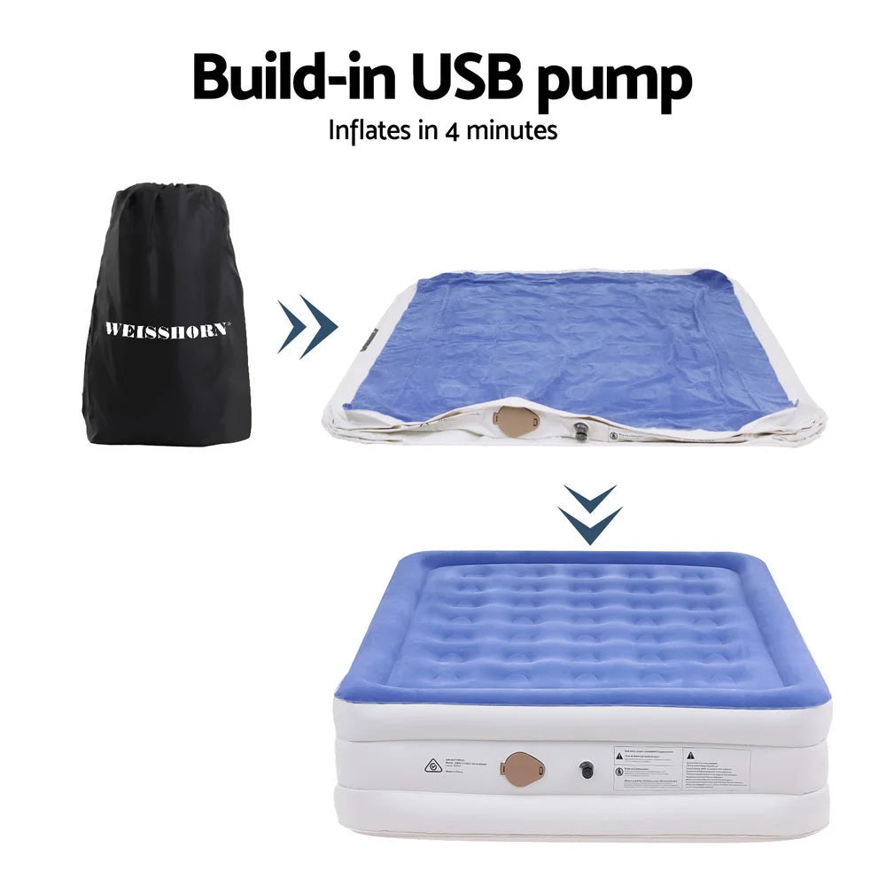 Air Mattress Queen Inflatable Bed 46CM - Cube Air Bed