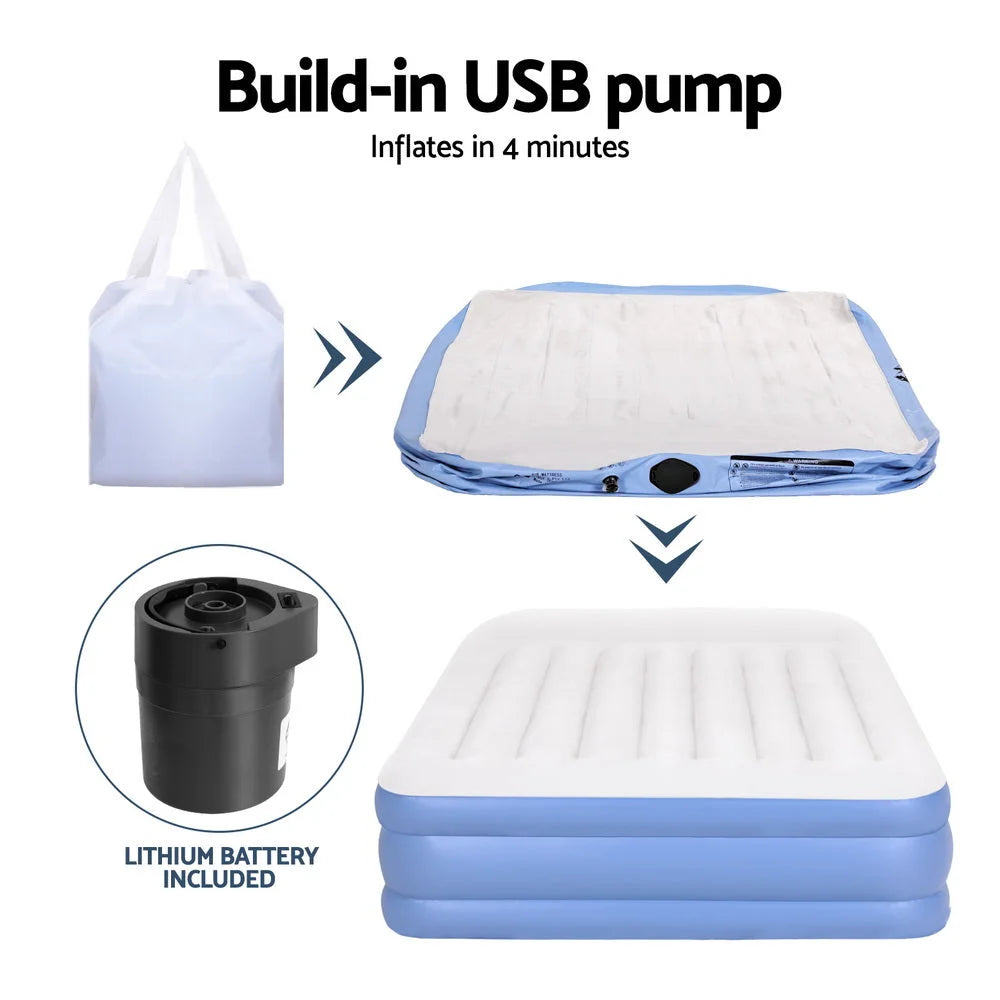 Air Mattress Queen Inflatable Bed 46cm Air Bed - Outdoor