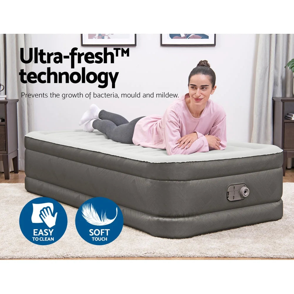 Grey 46cm mattress with rolled edge and quilted finish
