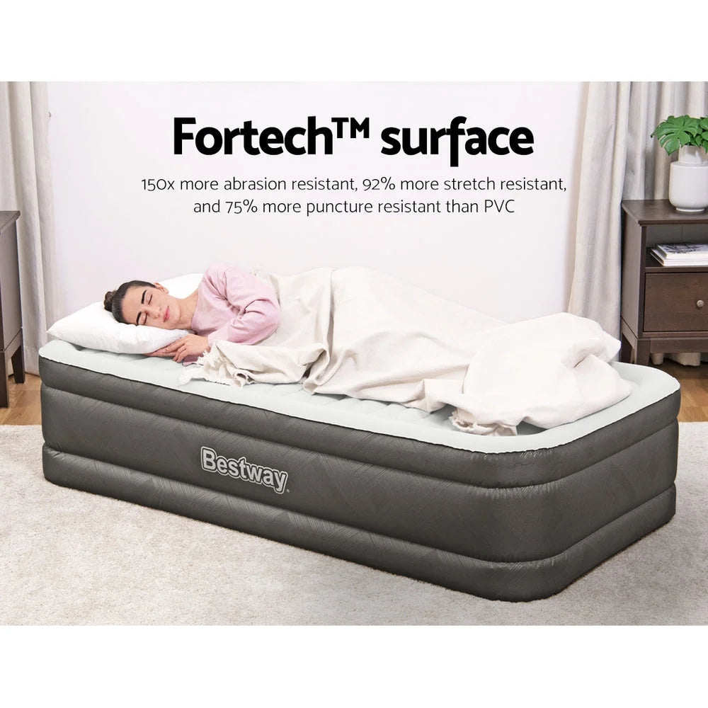 Grey 46cm mattress with pocket spring construction and fabric cover