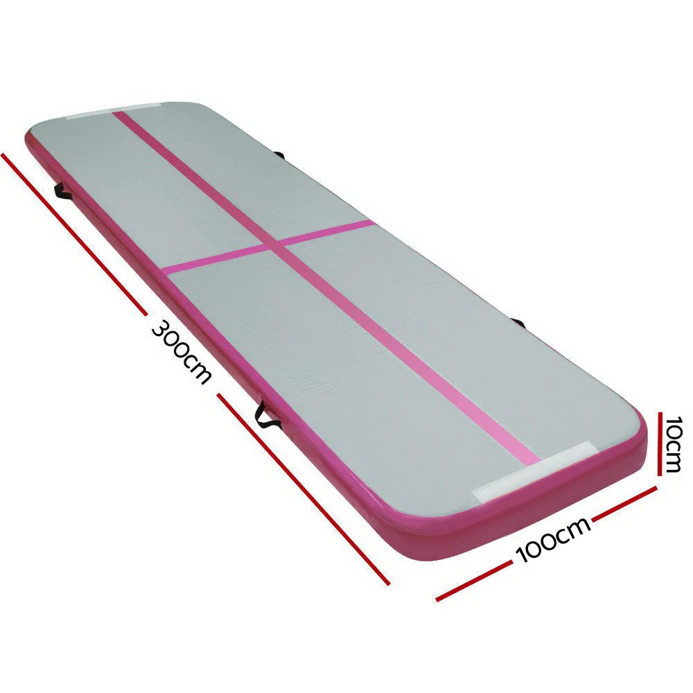 Air Track Mat 3m x 1m Gymnastic Tumbling Pink and Grey