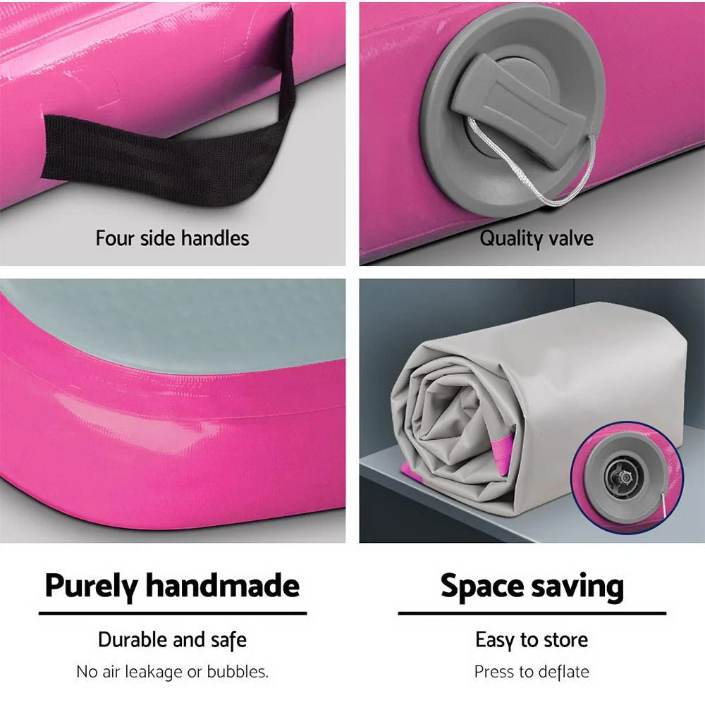 Air Track Mat 3m x 1m Gymnastic Tumbling Pink and Grey