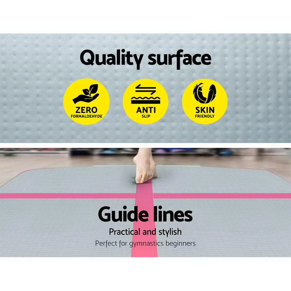 Air Track Mat 3m x 1m Gymnastic Tumbling Pink and Grey