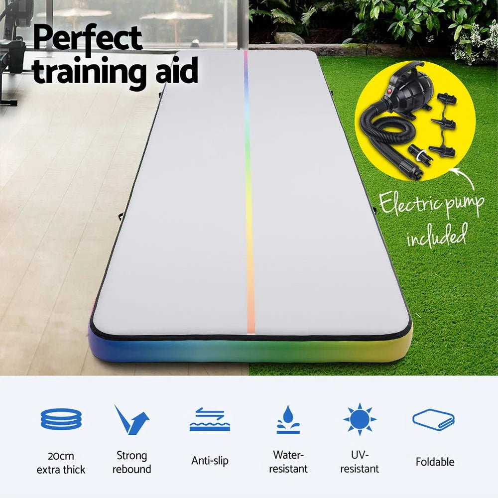 6m air track mat with adjustable supports and fitted brackets
