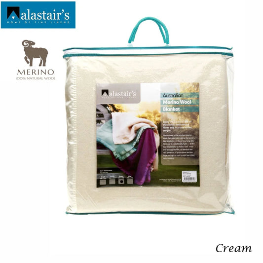 Alastairs 375GSM Australian Merino Wool Blanket Cream