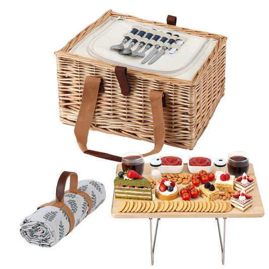 Alfresco 2 Person Picnic Basket Set with Table Blanket