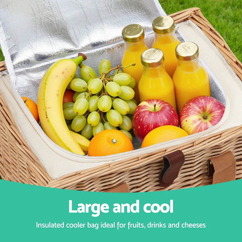 Alfresco 2 Person Picnic Basket Set with Table Blanket