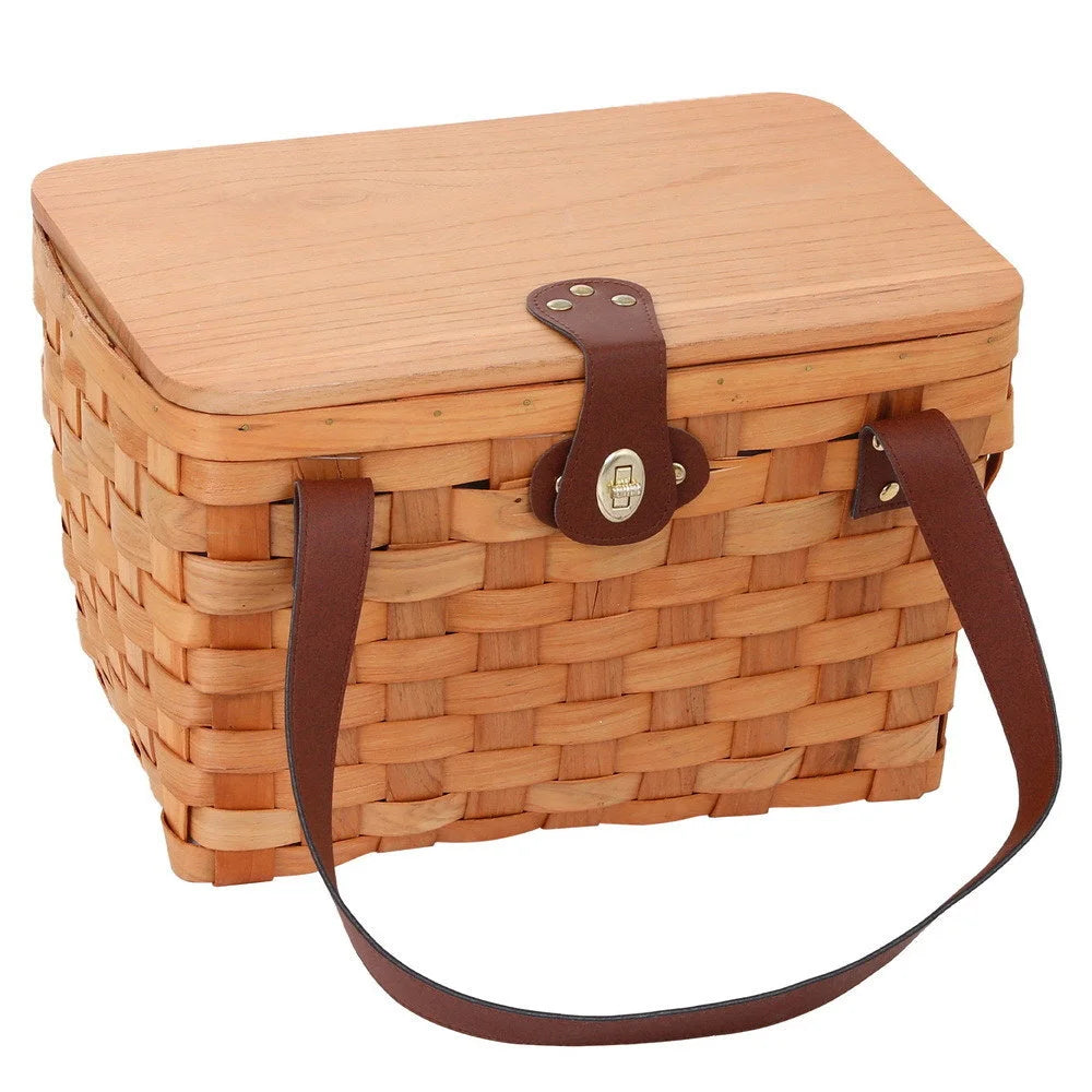 Alfresco 2 Person Picnic Basket Set Wooden Cooler Bag