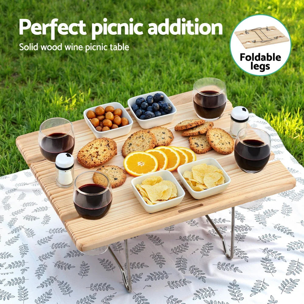 Alfresco 4 Person Picnic Basket Set with Table Blanket
