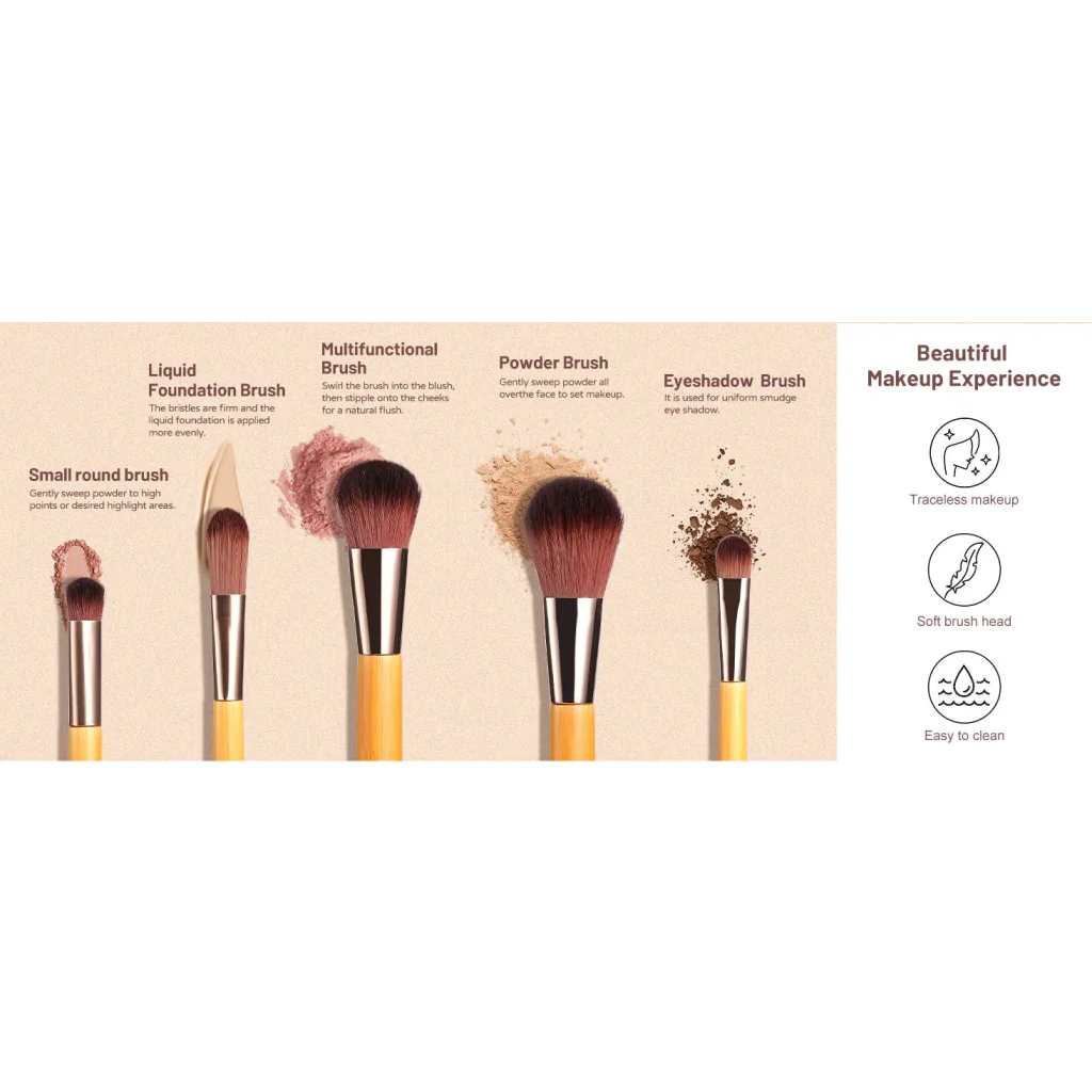 All-in-One Portable Makeup Brush Kit with LED Mirror Travel