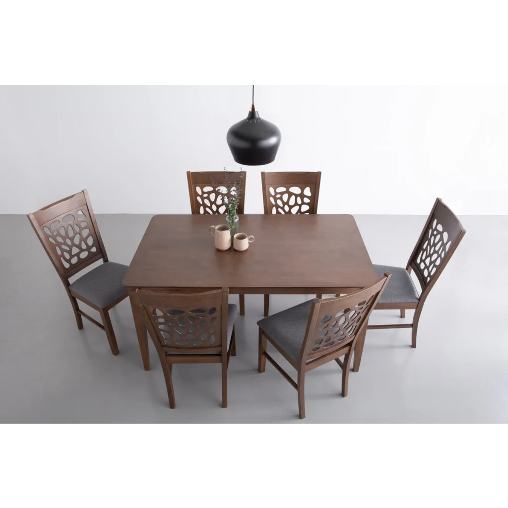ALLEGRO Dining Table + 6x ASBEL Dining Chair - 7 Piece