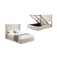 Allure Beige Velvet Gas Lift Bed - King - Furniture >
