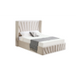 Allure Beige Velvet Gas Lift Bed - King - Furniture >