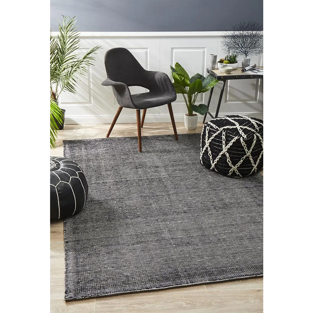 Allure Black Cotton Rayon Rug by Rug Culture - 280X190CM