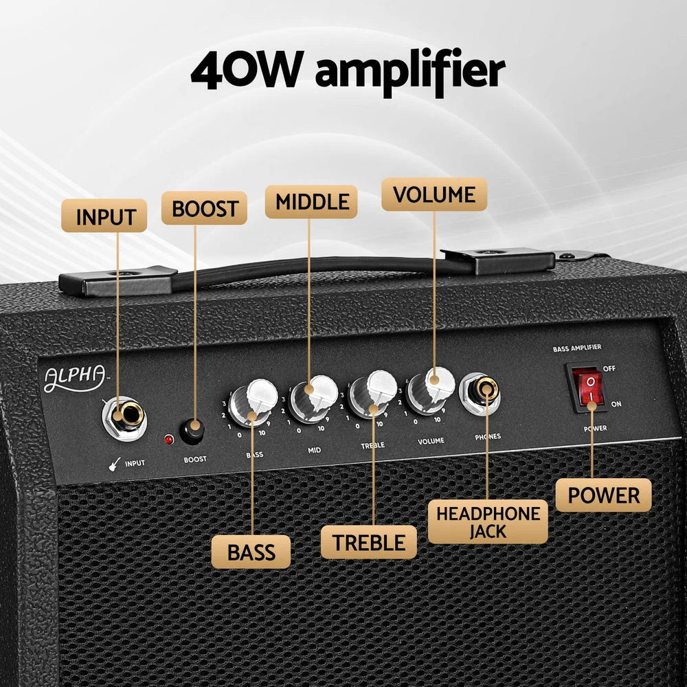 Alpha 40W Bass Guitar Amplifier Portable - Audio & Video >