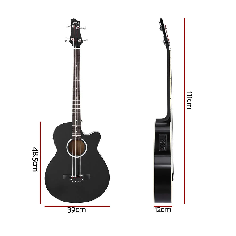 Alpha 43’’ Acoustic Bass Guitar Black 4-Band EQ - Audio &