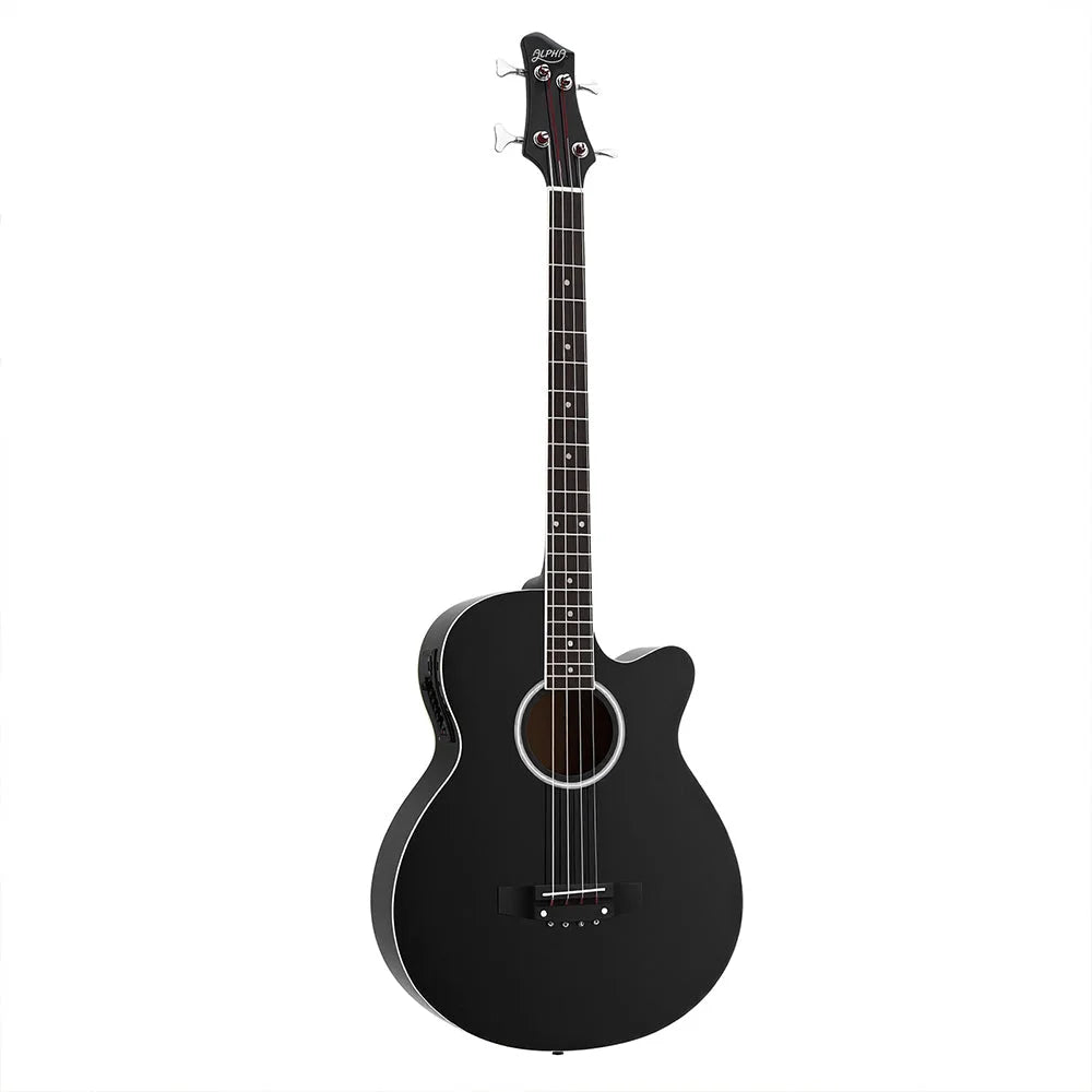 Alpha 43 Acoustic Bass Guitar Black 4 Band