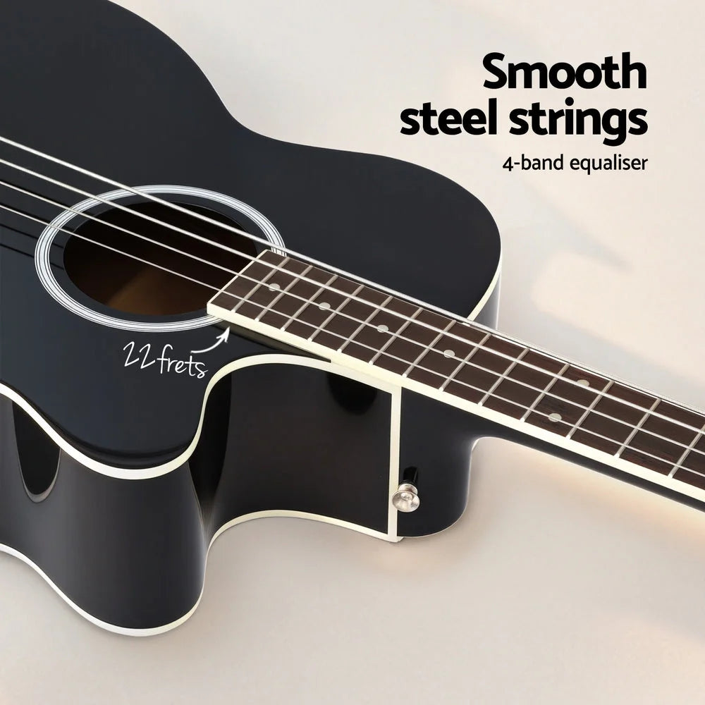 Alpha 43’’ Acoustic Bass Guitar Black 4-Band EQ - Audio &