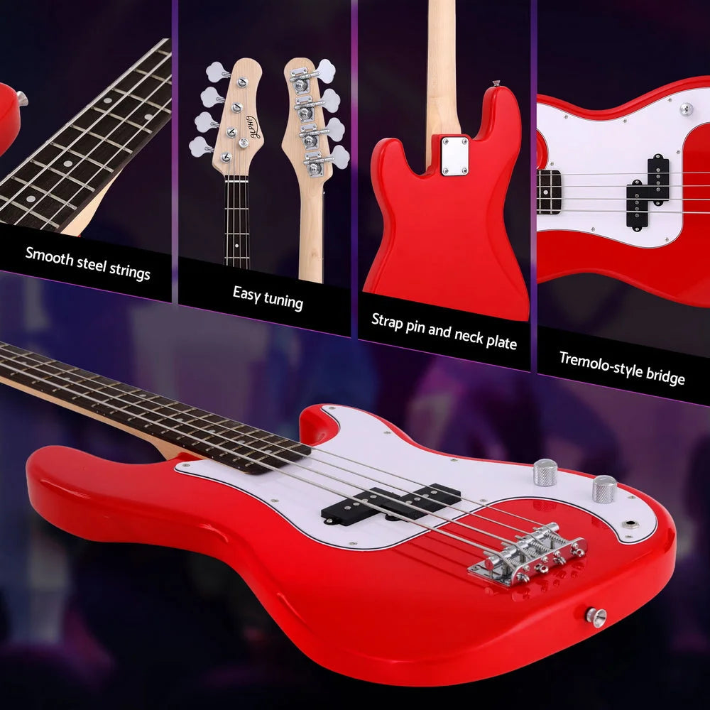 Alpha Electric Guitar Bass 47 Inch Red - Audio & Video >