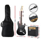 Black alpha electric guitar with music string instrument
